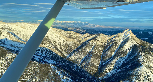 Winter Flight Bridger Mountains
